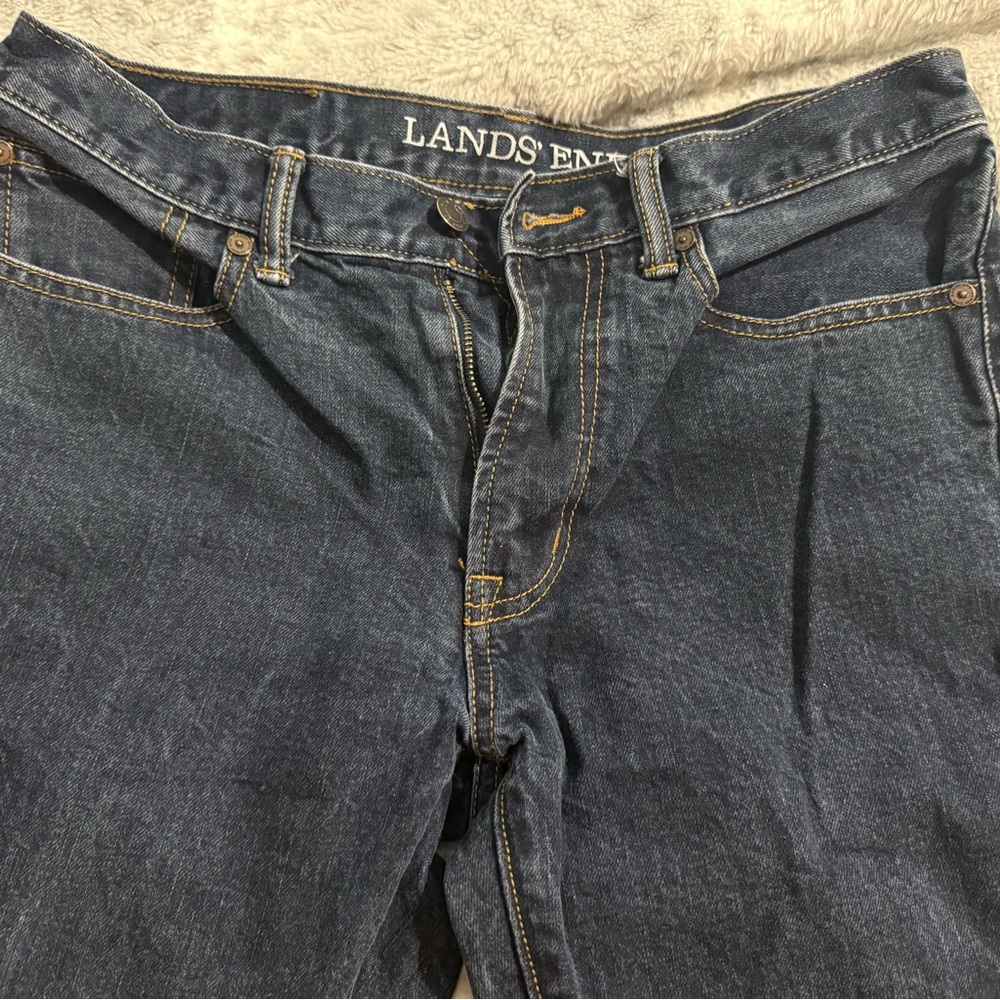 Lands' End Men's Indigo Blue Relaxed Denim Jeans